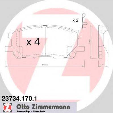ZIMMERMANN 23734 Комплект гальмівних колодок, дискове гальмо