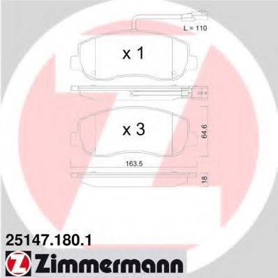 ZIMMERMANN 25147 Комплект гальмівних колодок, дискове гальмо