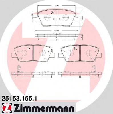 ZIMMERMANN 25154 Комплект гальмівних колодок, дискове гальмо