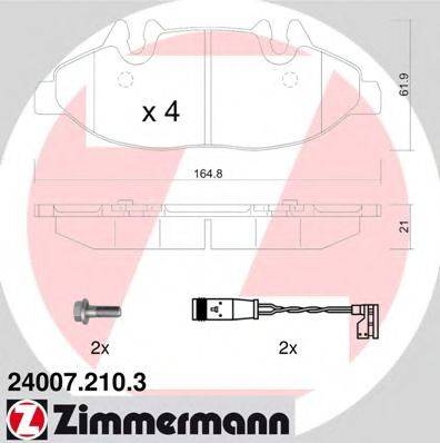 ZIMMERMANN 240072103 Комплект гальмівних колодок, дискове гальмо