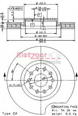 METZGER 24732V гальмівний диск